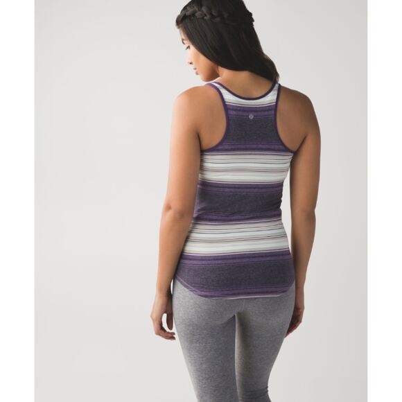 Lululemon Refresh Racer Tank Top Osaka Stripe Heathered Black Going Grape Size 6 - Picture 2 of 10